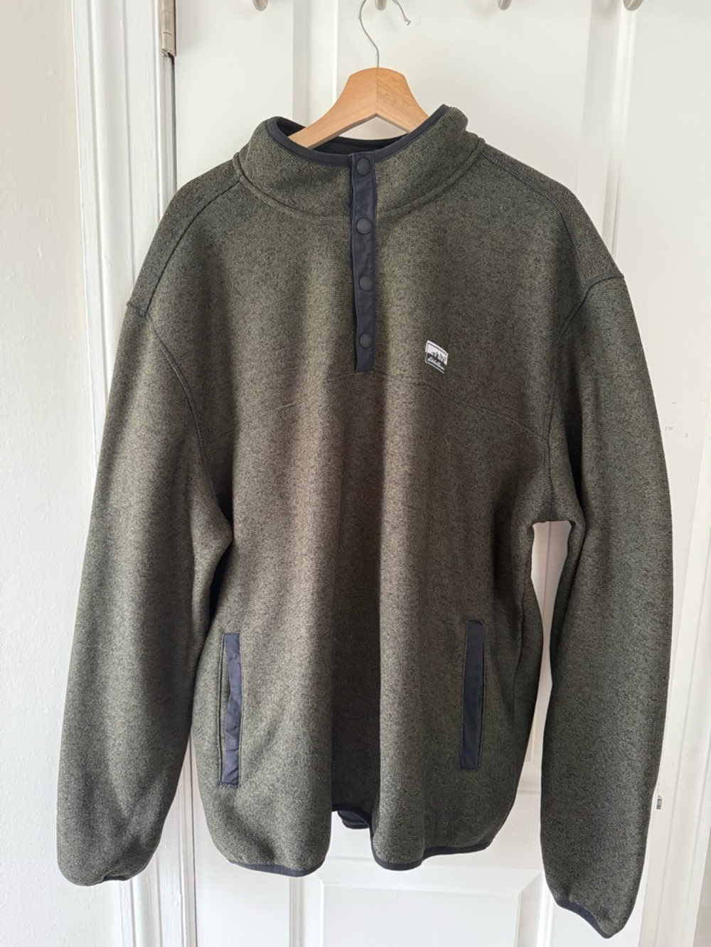 Men's Eddie Bauer Olive Green Snap-Placket Fleece Pullover